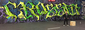 LET’S GET PHYSICAL: Gabe Subry, owner of CrossFit 209, above, stands by large mural in his facility PHOTO BY FRANCINA SANCHEZ