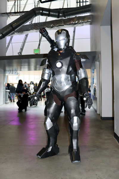 Michael Ray makes his first convention debut dressed as War Machine from Iron Man at StocktonCon on Jan. 20, 2018. Photo by Jasmine Gonzalez.