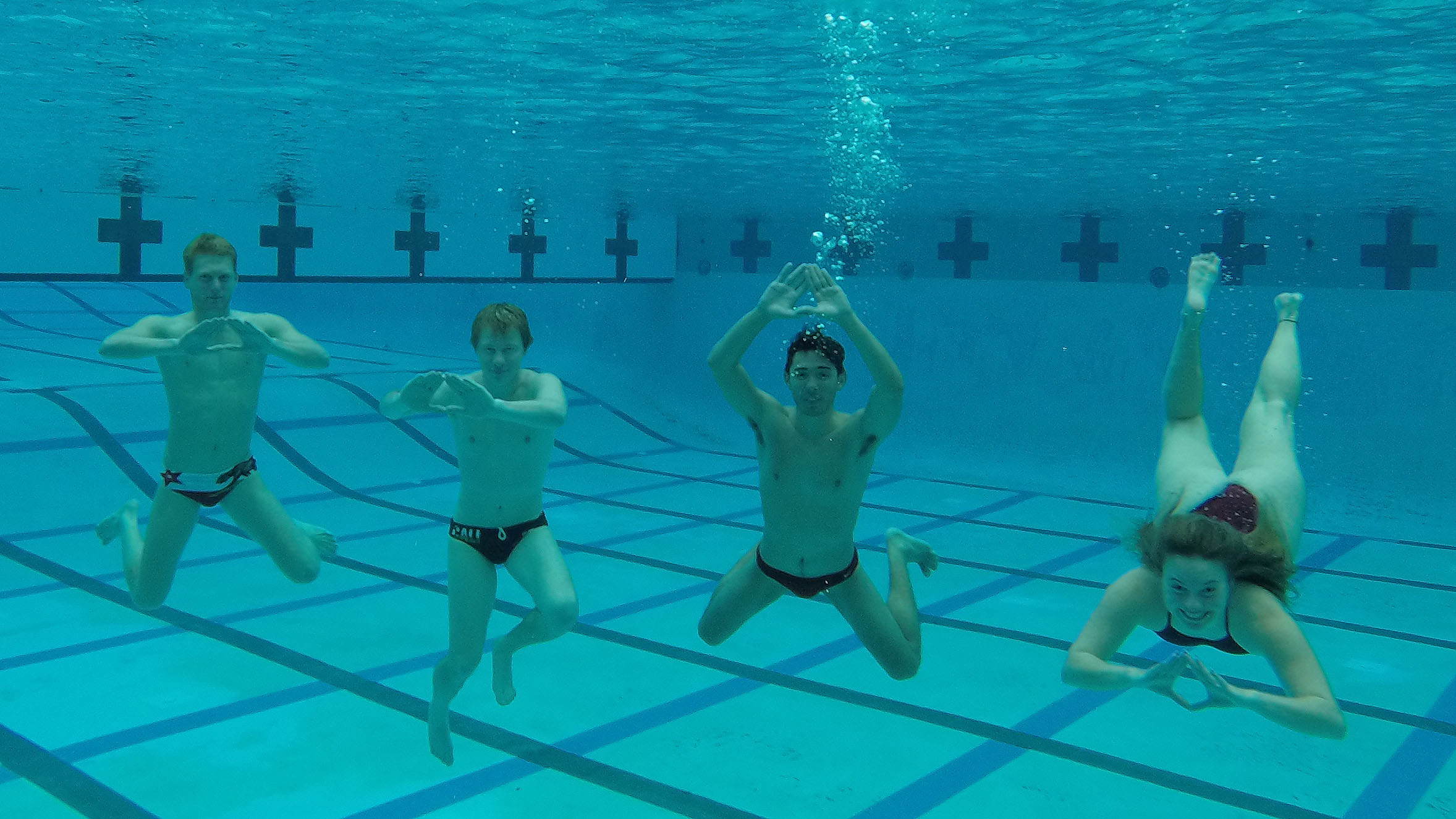 Delta swimming and diving has fun after practice. Photo by Christina Imeri