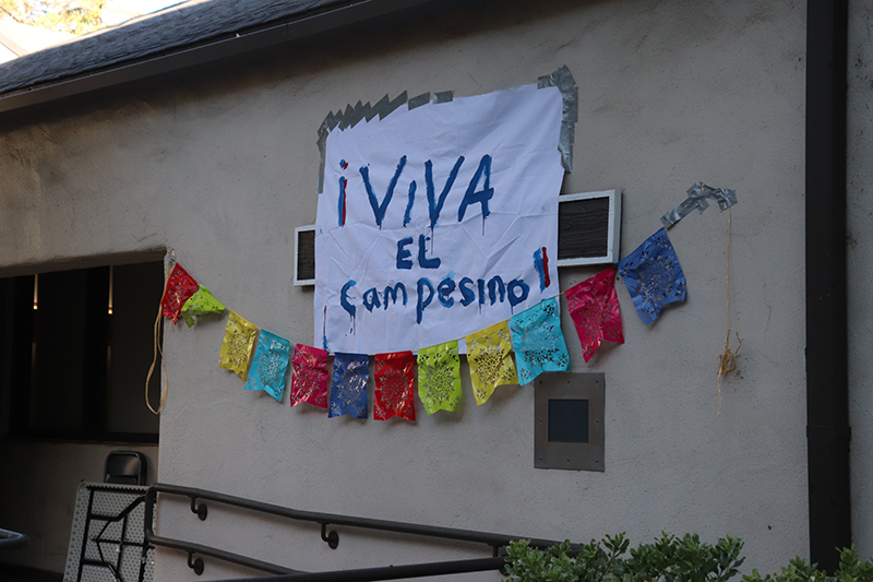 A sign celebrating the renaming of the South Forum to the Campesino Forum was displayed after the Delta board of trustees voted on Tuesday. PHOTO BY SAADIQ AFZAL