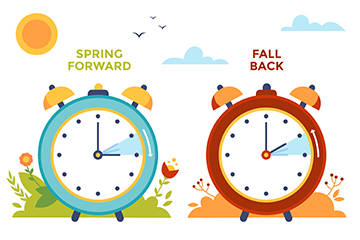 Daylight savings and fall back graphic