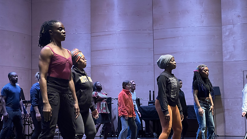 Dr. Halifu Osumare directed a dance workshop on Feb. 8 in Atherton Auditorium. PHOTO BY CHRISTINA GOODMAN