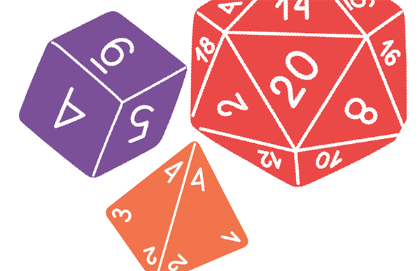 Dice used in a game.