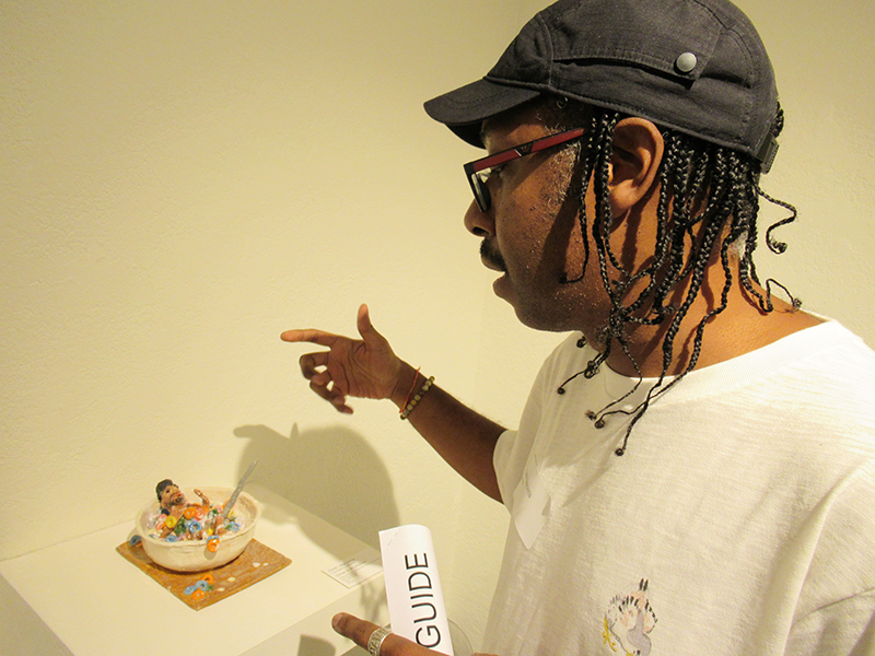 Freddy Santana and his piece “Pensado en el Futuro.” PHOTO BY KAITLYNN BRANDON