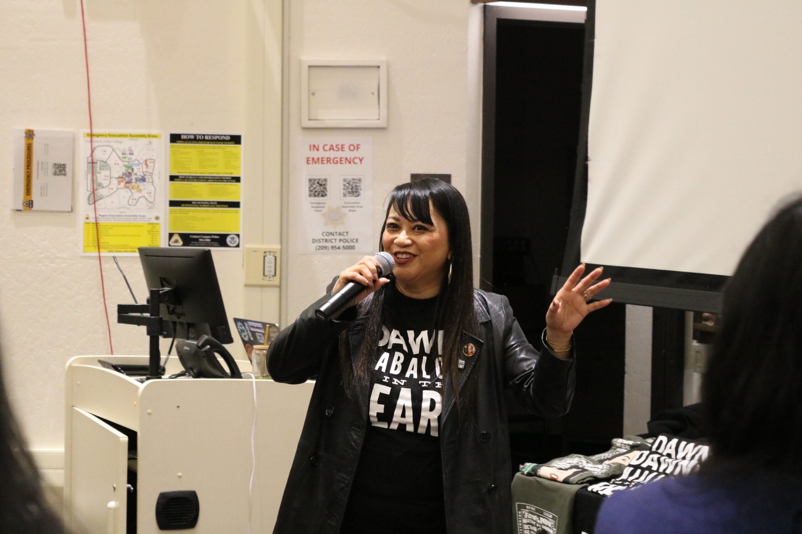 Dr. Tintiangco-Cubales gives a speech on the importance of ethnics studies as a field. Photo by Andrea Baltodano.