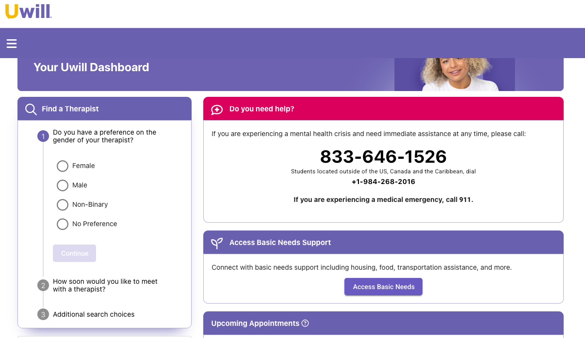 The dashboard of the Uwill Platform which has replaced tbh following an acquisition.