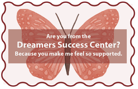 A Delta-themed Valentine's Day card for the Dreamers Success Center.