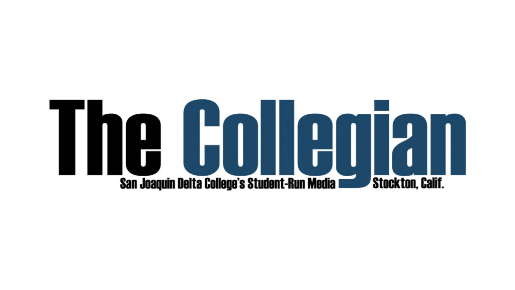 The Collegian logo for San Joaquin Delta College’s student-run media in Stockton, California, featuring bold black and blue typography.