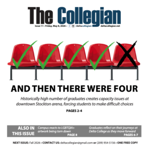 Illustrated cover of a newspaper special issue titled “Independent Magazine” with the theme “HOME,” featuring hand-drawn images of campus and community scenes including students, a house, a mall, a truck, a dog, and neighborhood landmarks.